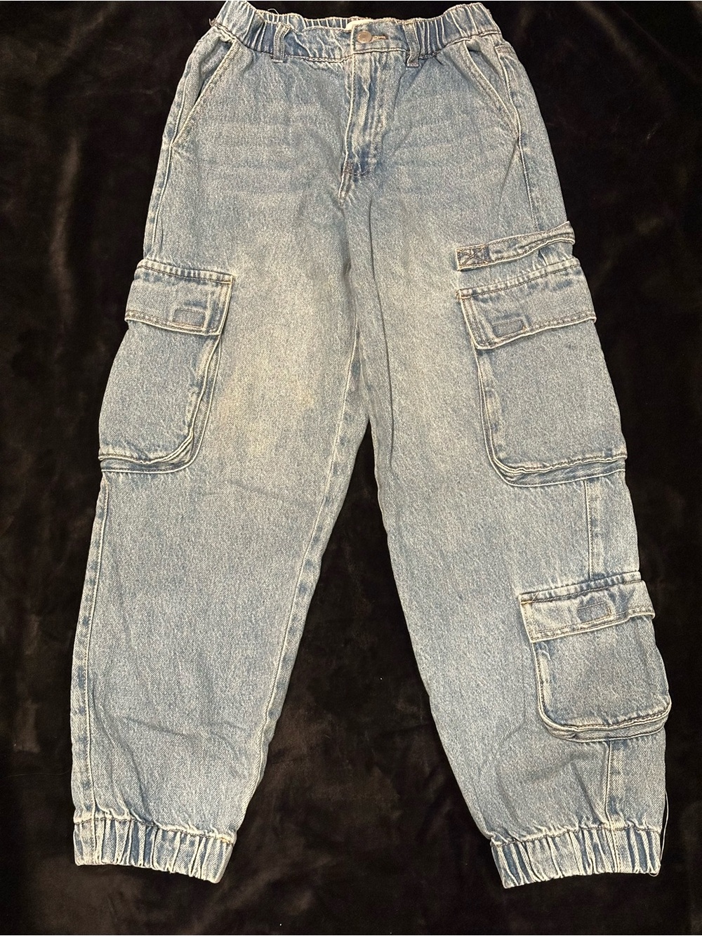 Forever 21 Light Blue Denim Cargo Joggers